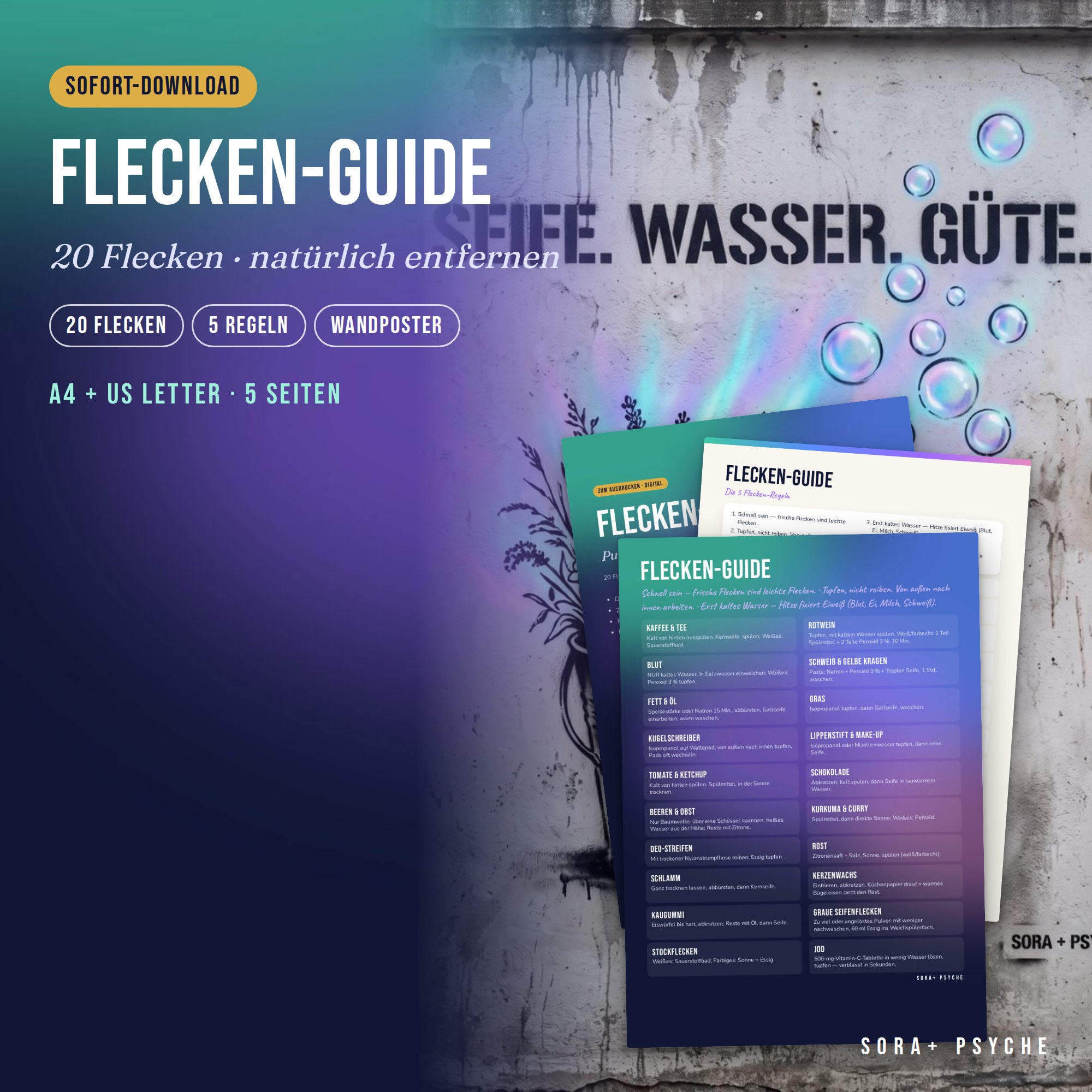 Titelbild: Flecken-Erstversorgung ohne Chemie mit Tuch, Wasser und Notizen